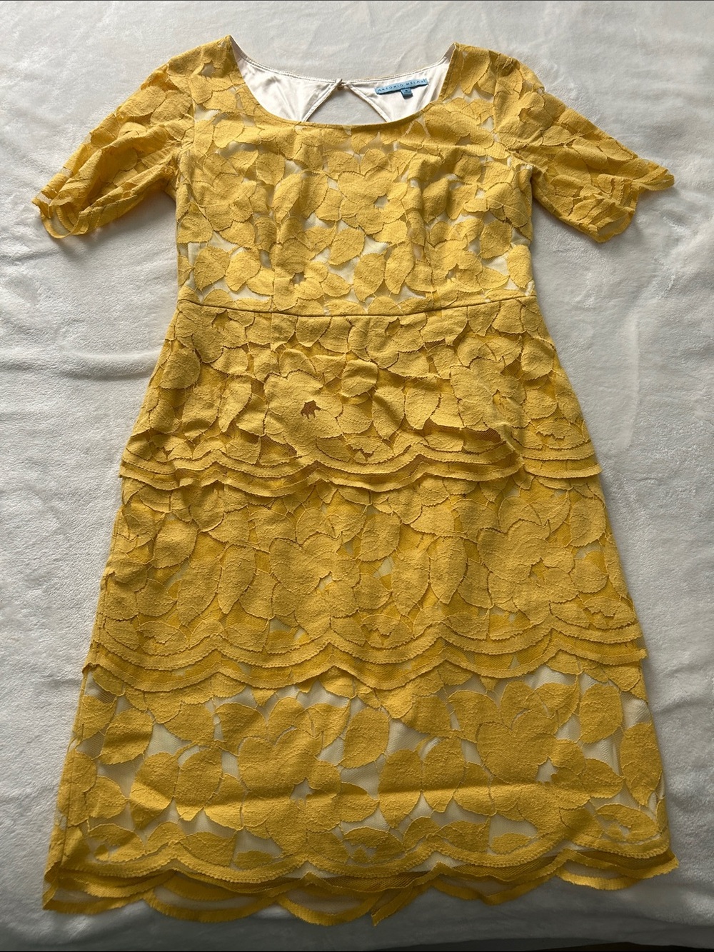 ANTONIO MELANI Yellow Lace Floral Dress